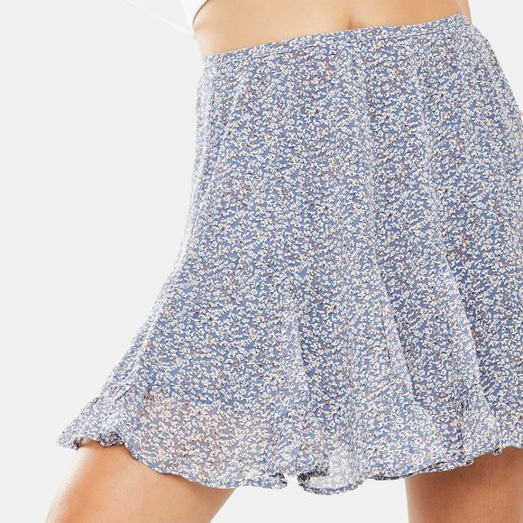Dress Forum Dresses & Skirts - Dress Forum Blue Floral Flowy Flouncy Mini Skirt Skort Large NWT
